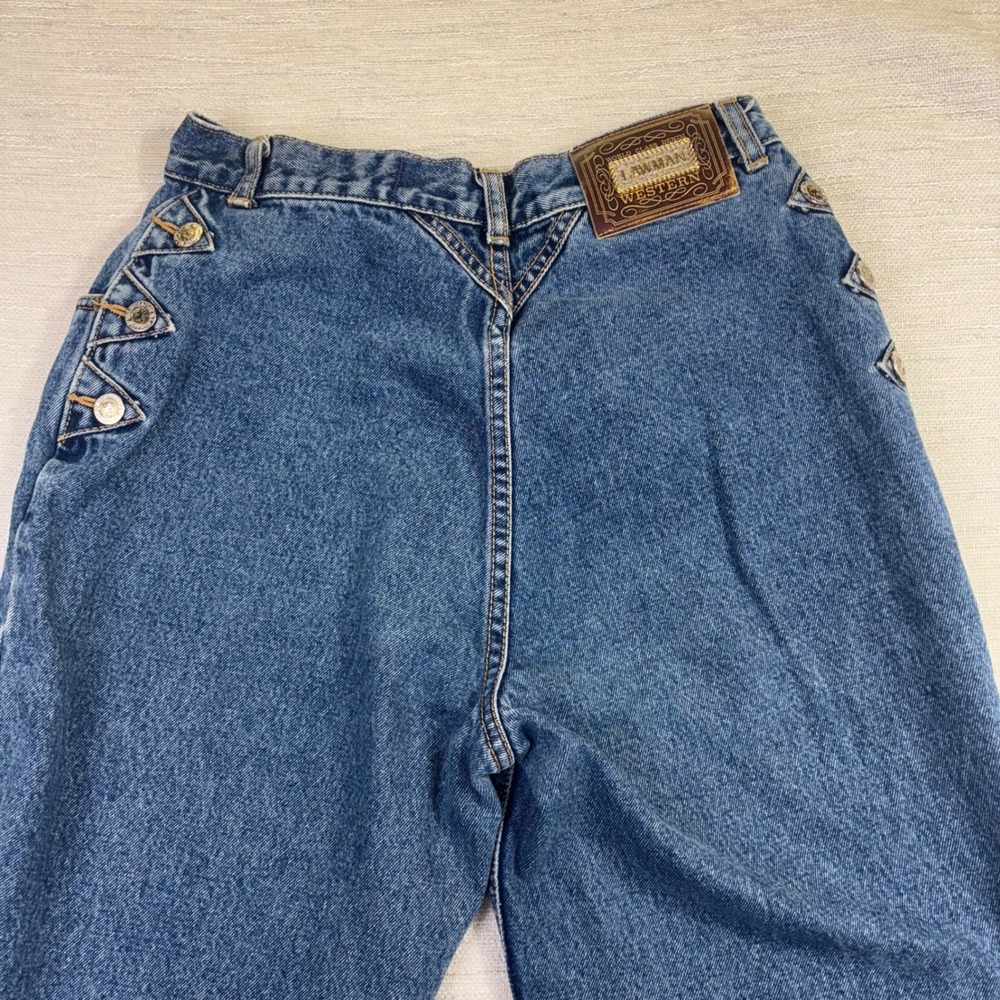 Vintage Lawman Western Jeans Womens 13 High Rise Straight Leg Rodeo Cowgirl - Picture 14 of 15